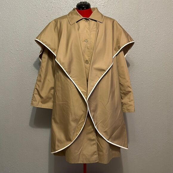Vintage 1970 Bonnie Cashin khaki cape coat with duster size 14 - Picture 1 of 17
